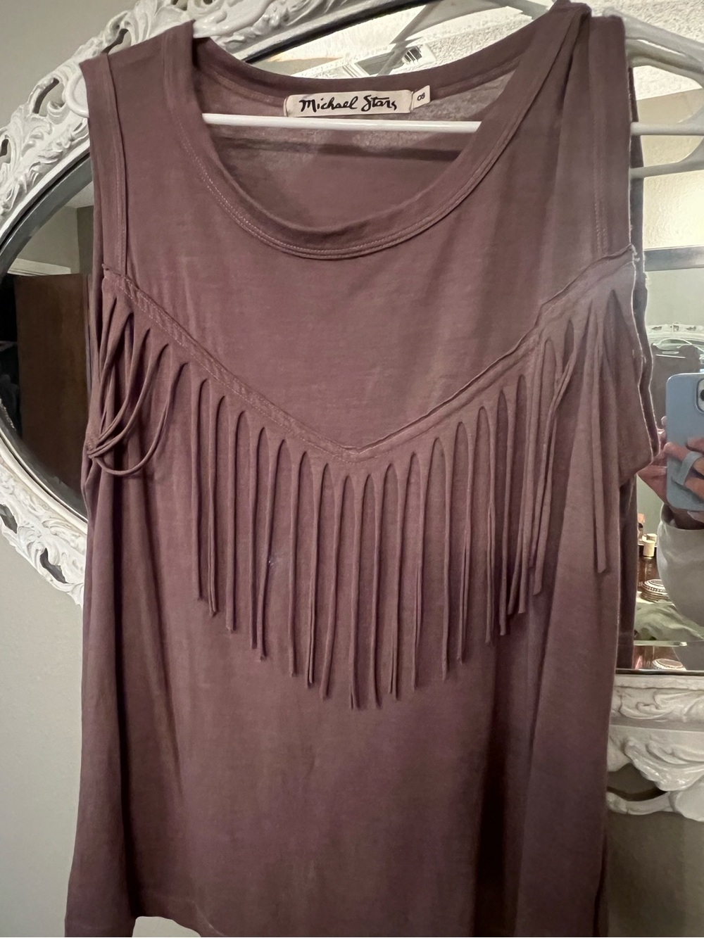 Michael Stars Mauve Fringed Sleeveless Tank